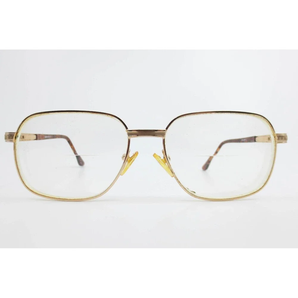 Baron A7073 Gold Tortoise Rectangular Aviator Eyeglasses Frames 57-14-145 G